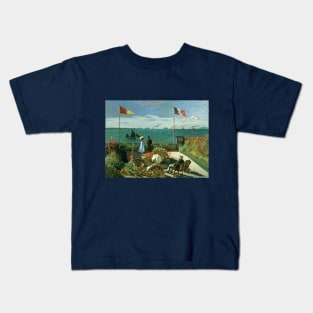 Terrace at the Seaside by Claude Monet Kids T-Shirt